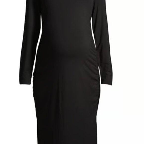 Time and Tru NWT Long Sleeve Semi-Fitted Midi Maternity Dress Black 676 679 - Picture 4 of 6